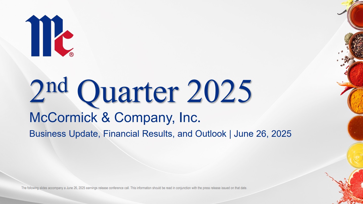 Q2 2025 McCormick & Company, Inc. Earnings Conference Call