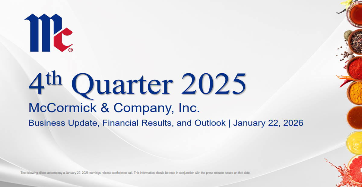 Q4 2025 McCormick & Company, Inc. Earnings Conference Call