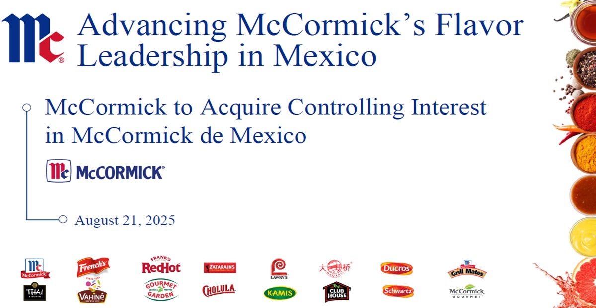 McCormick to Acquire Controlling Interest in McCormick de Mexico